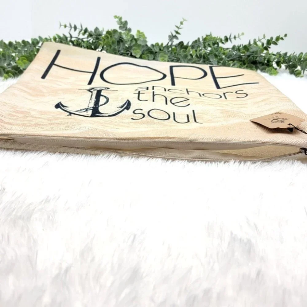 2/$40 Christian Hope Anchors Decor Pillow Case Throw Cushion Cover 18inch Square